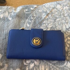 Michael Kors Royal Blue Wallet with Gold Accent